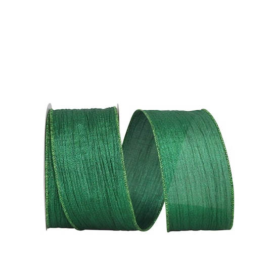 Reliant 2.5" x 10yd. Emerald Crushed Lamé Glimmer Wired Ribbon